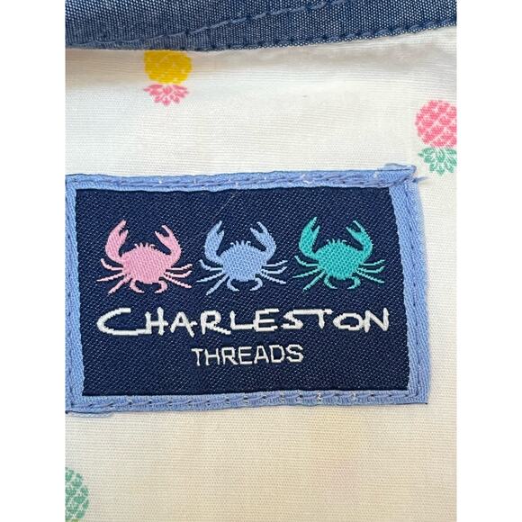 NWT Charleston Threads Mens 2XL White Preppy Pineapple Print Button Down Shirt - Picture 2 of 8